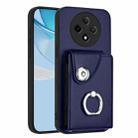 For OPPO A3 Pro 5G Organ Card Bag Ring Holder PU Phone Case(Blue) - 1