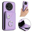 For OPPO A3 Pro 5G Organ Card Bag Ring Holder PU Phone Case(Purple) - 2