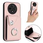 For OPPO A3 Pro 5G Organ Card Bag Ring Holder PU Phone Case(Pink) - 2