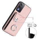 For OPPO A3 Pro Global / A3 Energy Organ Card Bag Ring Holder PU Phone Case(Pink) - 2