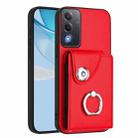 For OPPO A3 Pro Global / A3 Energy Organ Card Bag Ring Holder PU Phone Case(Red) - 1
