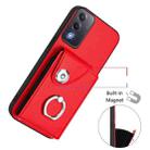 For OPPO A3 Pro Global / A3 Energy Organ Card Bag Ring Holder PU Phone Case(Red) - 2