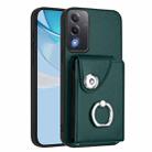 For OPPO A3 Pro Global / A3 Energy Organ Card Bag Ring Holder PU Phone Case(Green) - 1