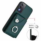 For OPPO A3 Pro Global / A3 Energy Organ Card Bag Ring Holder PU Phone Case(Green) - 2