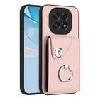 For OPPO A5 4G / F29 5G Organ Card Bag Ring Holder PU Phone Case(Pink) - 1