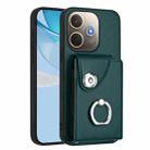 For OPPO A5 Energy / A5 Pro Global Organ Card Bag Ring Holder PU Phone Case(Green) - 1