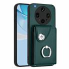 For OPPO Find X8 Ultra Organ Card Bag Ring Holder PU Phone Case(Green) - 1