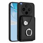 For OPPO Find X8s+ Organ Card Bag Ring Holder PU Phone Case(Black) - 1