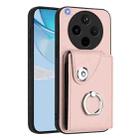 For OPPO Find X8s+ Organ Card Bag Ring Holder PU Phone Case(Pink) - 1
