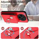 For OPPO Find X8s+ Organ Card Bag Ring Holder PU Phone Case(Red) - 3