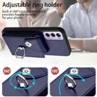 For OPPO Reno12 Pro Global Organ Card Bag Ring Holder PU Phone Case(Blue) - 3