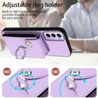 For OPPO Reno12 Pro Global Organ Card Bag Ring Holder PU Phone Case(Purple) - 3