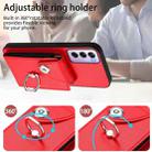 For OPPO Reno12 Pro Global Organ Card Bag Ring Holder PU Phone Case(Red) - 3