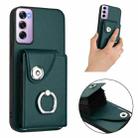 For OPPO Reno12 Pro Global Organ Card Bag Ring Holder PU Phone Case(Green) - 2