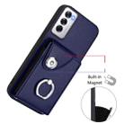 For OPPO Reno12 Global Organ Card Bag Ring Holder PU Phone Case(Blue) - 2