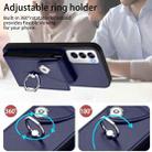 For OPPO Reno12 Global Organ Card Bag Ring Holder PU Phone Case(Blue) - 3