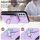 For OPPO Reno12 Global Organ Card Bag Ring Holder PU Phone Case(Purple) - 3