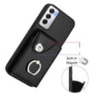 For OPPO Reno12 Global Organ Card Bag Ring Holder PU Phone Case(Black) - 2