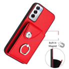 For OPPO Reno12 Global Organ Card Bag Ring Holder PU Phone Case(Red) - 2