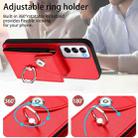 For OPPO Reno12 Global Organ Card Bag Ring Holder PU Phone Case(Red) - 3