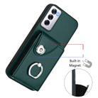 For OPPO Reno12 Global Organ Card Bag Ring Holder PU Phone Case(Green) - 2