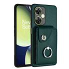 For OnePlus Nord CE 3 Lite Organ Card Bag Ring Holder PU Phone Case(Green) - 1
