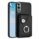 For OnePlus Nord CE4 Organ Card Bag Ring Holder PU Phone Case(Black) - 1