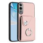 For OnePlus Nord CE4 Organ Card Bag Ring Holder PU Phone Case(Pink) - 1