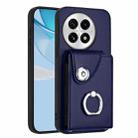 For OnePlus 13 5G Organ Card Bag Ring Holder PU Phone Case(Blue) - 1