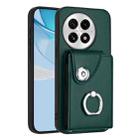For OnePlus 13 5G Organ Card Bag Ring Holder PU Phone Case(Green) - 1