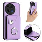 For OnePlus Ace 5 / 5 Pro / 13R Organ Card Bag Ring Holder PU Phone Case(Purple) - 2
