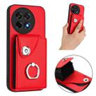 For OnePlus Ace 5 / 5 Pro / 13R Organ Card Bag Ring Holder PU Phone Case(Red) - 2