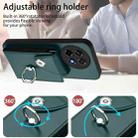 For OnePlus Ace 5 / 5 Pro / 13R Organ Card Bag Ring Holder PU Phone Case(Green) - 3