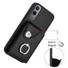 For OnePlus Nord CE4 Lite 5G / OPPO K12x Organ Card Bag Ring Holder PU Phone Case(Black) - 2