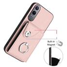 For OnePlus Nord CE4 Lite 5G / OPPO K12x Organ Card Bag Ring Holder PU Phone Case(Pink) - 2
