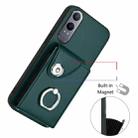 For OnePlus Nord CE4 Lite 5G / OPPO K12x Organ Card Bag Ring Holder PU Phone Case(Green) - 2