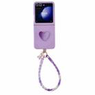 For Samsung Galaxy Z Flip5 5G DIY Luminous Bear Phone Case with Gradient Lanyard(Purple) - 1