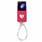 For Samsung Galaxy Z Flip5 5G DIY Luminous Bear Phone Case with Gradient Lanyard(Red) - 1