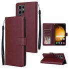 For Samsung Galaxy S24 Ultra 5G 3-Card Slots Multifunctional Leather Phone Case(Wine Red) - 1