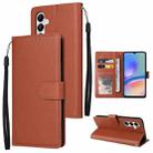 For Samsung Galaxy A05s 3-Card Slots Multifunctional Leather Phone Case(Brown) - 1