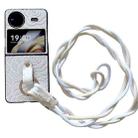 For vivo X Flip Impression Camellia Pattern Protective Phone Case with Diamond Ring Long Lanyard(White) - 1