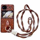 For vivo X Flip Impression Camellia Pattern Protective Phone Case with Diamond Ring Long Lanyard(Brown) - 1