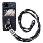 For vivo X Flip Impression Camellia Pattern Protective Phone Case with Diamond Ring Long Lanyard(Black) - 1