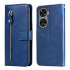 For Huawei nova 11 SE Fashion Calf Texture Zipper Leather Phone Case(Blue) - 1