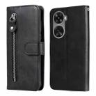 For Huawei nova 11 SE Fashion Calf Texture Zipper Leather Phone Case(Black) - 1