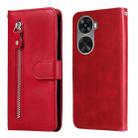 For Huawei nova 11 SE Fashion Calf Texture Zipper Leather Phone Case(Red) - 1