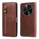 For Huawei Enjoy 70 Pro Fashion Calf Texture Zipper Leather Phone Case(Brown) - 1