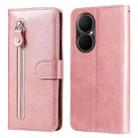 For Huawei Enjoy 80 Fashion Calf Texture Zipper Leather Phone Case(Rose Gold) - 1