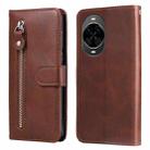 For Huawei nova 14 Fashion Calf Texture Zipper Leather Phone Case(Brown) - 1