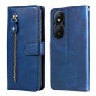 For Honor Play 50 Plus Fashion Calf Texture Zipper Leather Phone Case(Blue) - 1